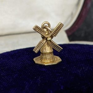 Vintage Windmill Charm in 14k Gold