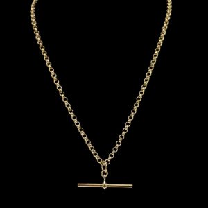 Classic Belcher Link Chain with T Bar in 9k Yellow Gold - 18"