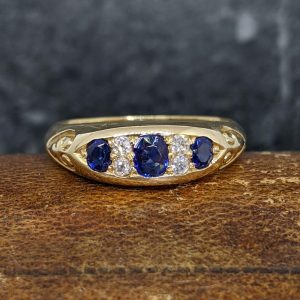 Antique Sapphire and Diamond Ring in 18k Gold -1895!