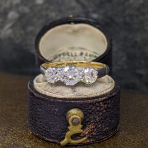 Vintage Three Stone Diamond Ring in 18k Gold and Platinum