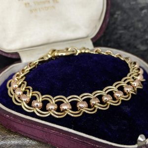 Vintage Double Curb Roller Ball in 9k Yellow and Rose Gold