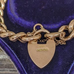 Antique Curb Link Bracelet With Heart Lock - 1899!