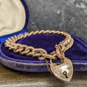 Antique Curb Link Bracelet With Heart Lock - 1899!
