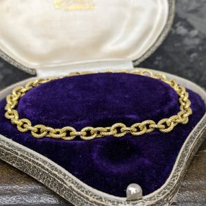 Vintage Italian Rolo Link Bracelet in 18k Gold - 8"