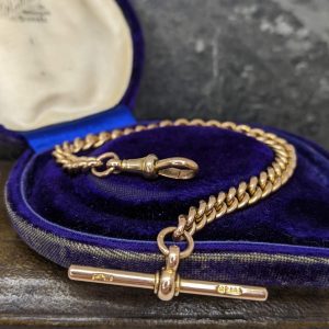 Antique Graduated T-Bar Bracelet in 9k Rose Gold
