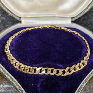 SOLD - Vintage Cuban Flat Link Bracelet in 9k Gold