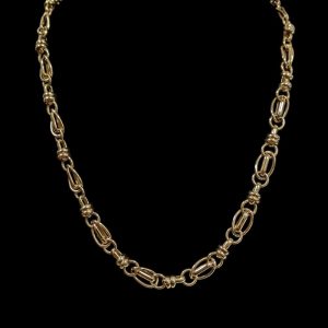 Vintage Fancy Link Chain in 9k Yellow Gold - 17.5"